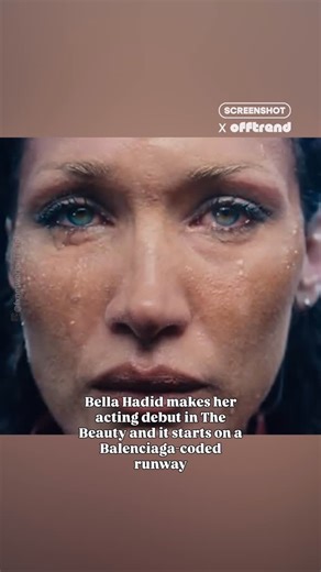 Offtrend on Instagram: "The opening of Ryan Murphy’s new series @thebeautyfx feels like a fever dream of high fashion and violence. In it, @bellahadid plays fictional model Ruby, stomping down a muddy Paris runway (very Demna-coded) before going full unhinged, snapping necks and stealing water bottles along the way. She’s since confirmed she did the stunts herself. What are everyone’s thoughts on Miss Bella’s acting? #bellahadid #balenciaga #ryanmurphy #thebeauty #actingskills"