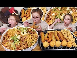 제육+라면+우동의 완벽한 조합!! 다양한 사이드와 후식 초코케이크 '2판'250407/Mukbang eating show