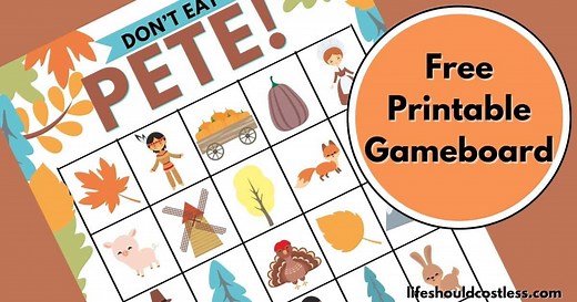 Thanksgiving Free Printable Don't Eat Pete Gameboard