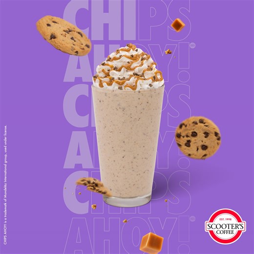 The cookie crossover of the year! It's the crunchy, nutty NUTTER BUTTER® Blender and the chocolatey chip goodness of the CHIPS AHOY® Caramel Blender. | Scooter's Coffee | Facebook