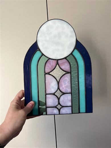 Stained Glass Art - Rainbow Moon Stars - Etsy