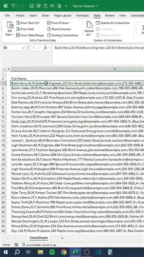 CheatSheets on Instagram: "Text to Columns in Excel‼️ Like, Comment, Share, Repost, and Follow for daily tips! ❤️ 🗂️ Save this post for future reference! 👯 Share it with a friend! 🎁 Get Excel Templates, PDF Cheat Sheets, Trackers, and Trainings at the link in our bio! 🎯 Follow us on Instagram, YouTube, TikTok, and more at the link in our bio! #microsoft #excel #googlesheets #learn #cheatsheets"