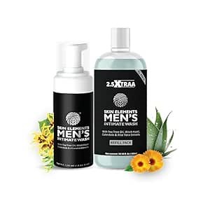 Skin Elements Men's Intimate Wash JUMBO Pack | with Refill | For 180 Days | 14.2 fl. oz | pH Balanced Hygiene Foaming Wash | Controls Bad Odor | Tea Tree Oil | Super Saver Pack |