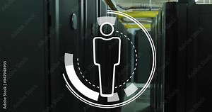 Person icon animation over server racks in data center
