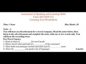 Listening Assessment CBSE Class 12th