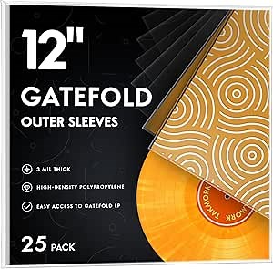 Gatefold Record Sleeves for 12-Inch Vinyl Albums: Clear Plastic Outer Sleeves with 3 Mil Thickness for LPs Protection, 25pcs