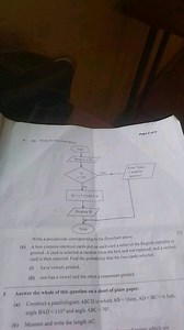 Question 4(a) Study the flowchart below and write a pseudocode... | Filo
