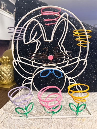 Vintage Coated Metal Wite Art Easter Bunny Egg Holder Display - Etsy