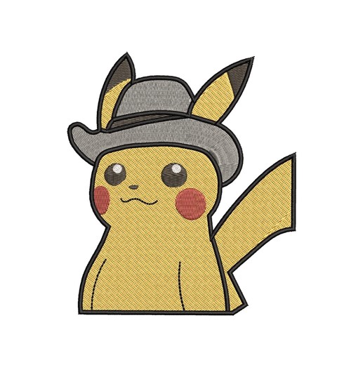 Pikachu With Grey Felt Hat Embroidery Design Pokemon Pikachu, Machine File, Pokemon Pikachu Embroidery Design File 7/sizes - Etsy
