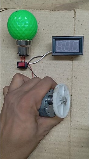How metal gear motor powered voltmeter & green LED light