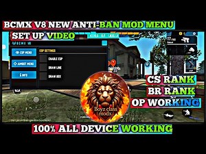 FREE FIRE MAX OB50 NEW ANTI -BAN BCMX V8 MOD MENU SET UP VIDEO | CS AND BR RANK WORKING ||