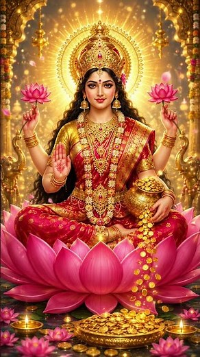 🌸 Maa Lakshmi Blessings | Divine 4K Wallpaper | Goddess of Wealth & Prosperity ✨🪷