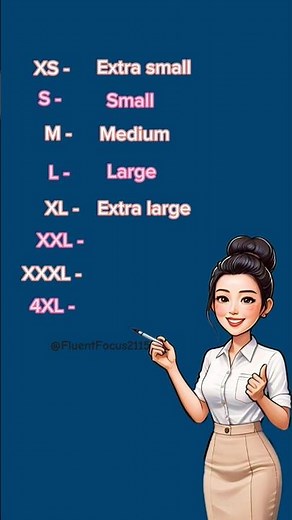 "Clothing Size Guide: XS to 4XL Explained"#shorts #vocabulary#learnenglish #speakenglish