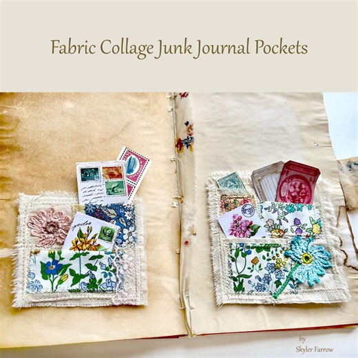 Handmade Fabric Journal Pockets: Fabric Art Ephemera Set of 2 - Etsy