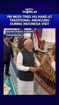 PM Modi In Indonesia | PM Modi Tries His Hand At Traditional Angklung During Indonesia Visit