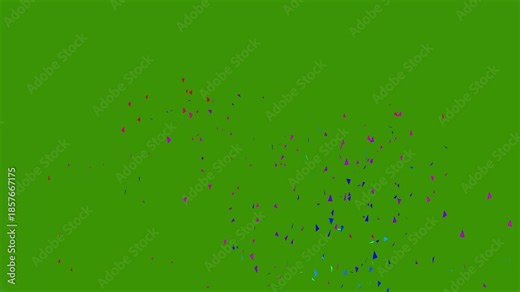 Confetti and firework explosion animation with vibrant colors and dynamic celebratory motion on greenscreen background