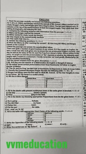 Model activity Task (final) English class- 5 part- 8 full solved November 2021vvmeducation #wbbse