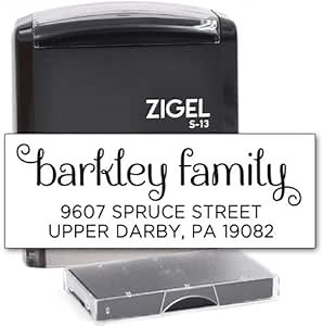 ZIGEL Customized Return Address Stamp Self Inking Rubber Stamp with Extra Replacement Pad