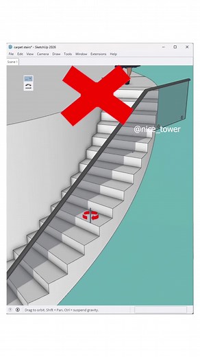 Efficient Railing Modeling for Spiral Staircases in SketchUp