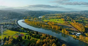 Amazing rural scenery with picturesque landscape. Stunning nature in Oregon countryside from top perspective.