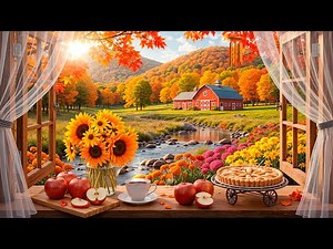 You're Sitting by a Window and Look at Cozy Autumn Farm 🍎 Fall Morning Ambience with Nature Sounds