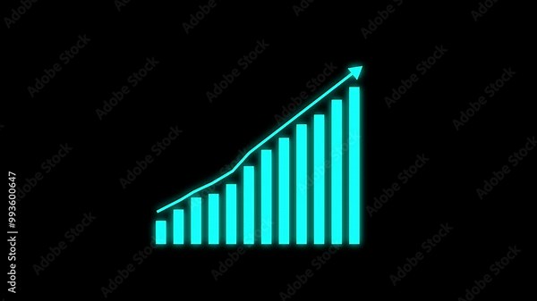 Bar Graph Business Growth and Success Concept. Business data market bar graph chart diagram with arrows axis. 4k video.
