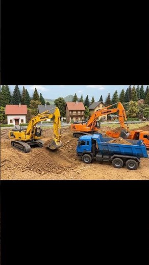 RC Excavator and Trucks Creating Road Project Step by Step