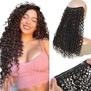 Curly Hair Extensions Invisible Wire Hair Extensions with Transparent Wire Adjustable Size 3 Secure Clips Long deep Secret Synthetic Curly Braiding hair