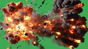 Download Explosion with fire and smoke on green screen background for free