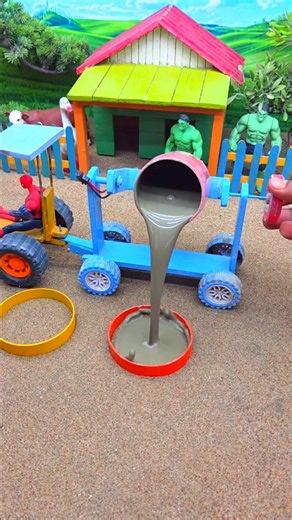 Diy Real Working Mini Tractor Cement Pillar Making Machine 🚜 Amazing DIY Construction Build #shorts