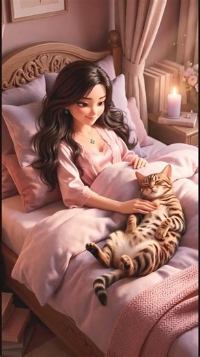 Cozy Morning with My Furbaby 🐈☕️ (Pink Silk Robe Routine) #shorts