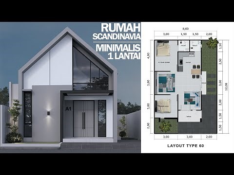 Desain Rumah Minimalis Scandinavian 1 Lantai 8x12 | Full Interior