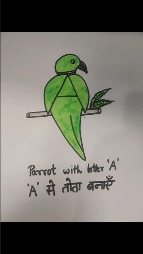How to Draw a Parrot Step by Step|Easy Parrot Drawing with A| Trick for Beginners #youtube #shorts