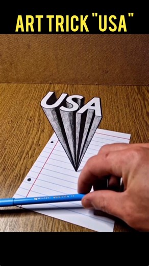 3D "USA"! TUTORIAL HERE ☝️#drawing #shorts #3dart #usa #viralshorts #3ddrawing #draw #fyp #art