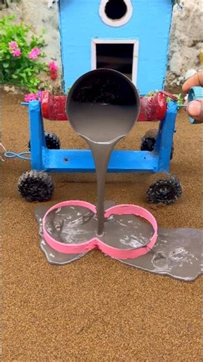 DIY Mini Cement Pillar Casting With Rebar | Mini Tractor Construction #shorts #construction