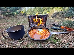 Bushcraft Cooking Breakfast - Spam Eggs And Beans - Usgi Mess Kit