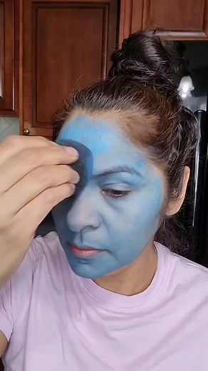 Avatar Face Painting Art with Brushes and Sponges