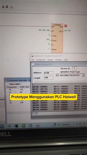 Modsim32 sebagai Pengganti Sensor Via Modbus TCP Server ke Hardware PLC Haiwell. . #training #programming #plc #industrial #automation #dcs #scada #hmi | Arif Wid