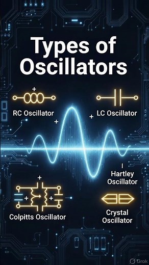 Types of Oscillators in Electronics (RC, LC, Hartley, Colpitts, Crystal) 🔧⚡#shortvideo #oscillator