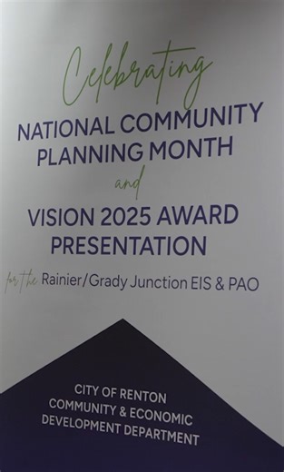 What better way to celebrate National Community Planning Month than by accepting a VISION 2050 Award for the city’s planning efforts on the Rainier/Grady Junction Transit-Oriented Development? Learn why our Community & Economic Development Department received this award at rentonwa.gov/vision2050. | City of Renton, WA -- Government | Facebook