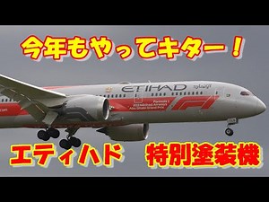 【今年もエティハド航空の特別塗装機がやってキター！】 2024.10.27 ４K撮影 NARITA Airport 成田空港 エティハド航空 B787 A6-BLV 特別塗装機 さくらの山公園