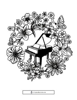 Spring Piano Coloring Page