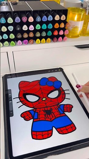 I TURNED HELLO KITTY INTO SPIDERMAN 😭🕷️🎀 ( I’m obsessed 😍 ) | Procreate Drawing