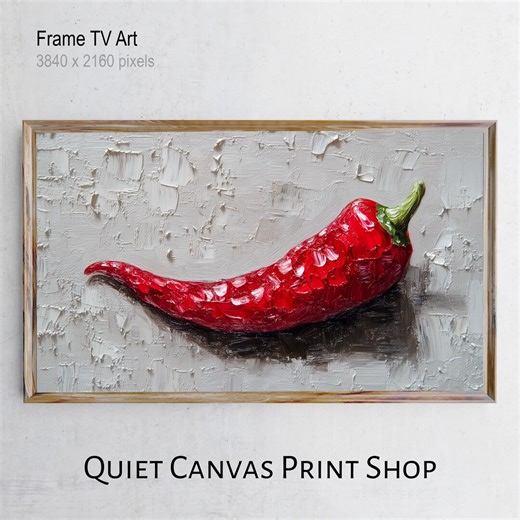Red Hot Pepper Frame TV Art, Rustic Kitchen Decor, Modern Farmhouse Digital Download - Etsy
