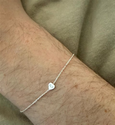 Dainty Sterling Silver Heart Bracelet, 925 Engraved 5mm Charm, Conversation Acronym - Etsy