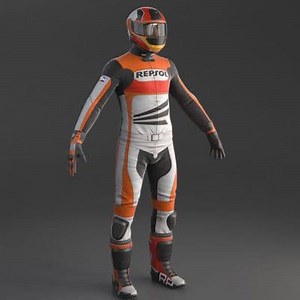 Biker Racing Motorcycle Rider - 3D Model by SQUIR