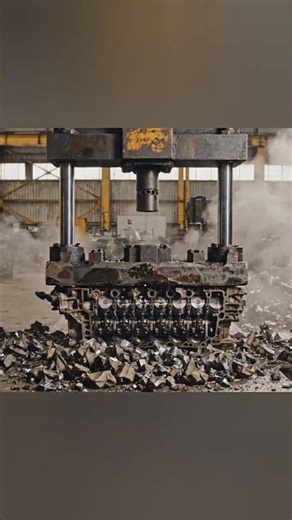 Hydraulic Press vs Car Engine Block – The Most Powerful Crush Ever! 💥