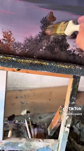 Vibrant Landscape Oil Painting with Alizarin Crimson