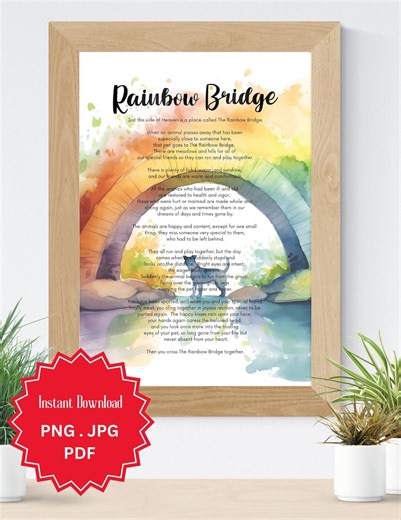 Rainbow Bridge Poem Print: Dog Remembrance, Loss of Pet Sympathy Gift (digital Download) - Etsy