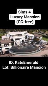 This is one of my most luxurious Sims 4 builds! This CC-free mansion on a 64x64 lot in Del Sol Valley includes a home theater, spa, gym, bowling alley, pub, party area, outdoor yoga space, and more 😍. I used Spa Day monoliths to create a smooth, rounded pool shape! ID: KateEmerald Lot: Billionaire Mansion #eapartner #sims4 #thesims #thesims4 | Kate Emerald